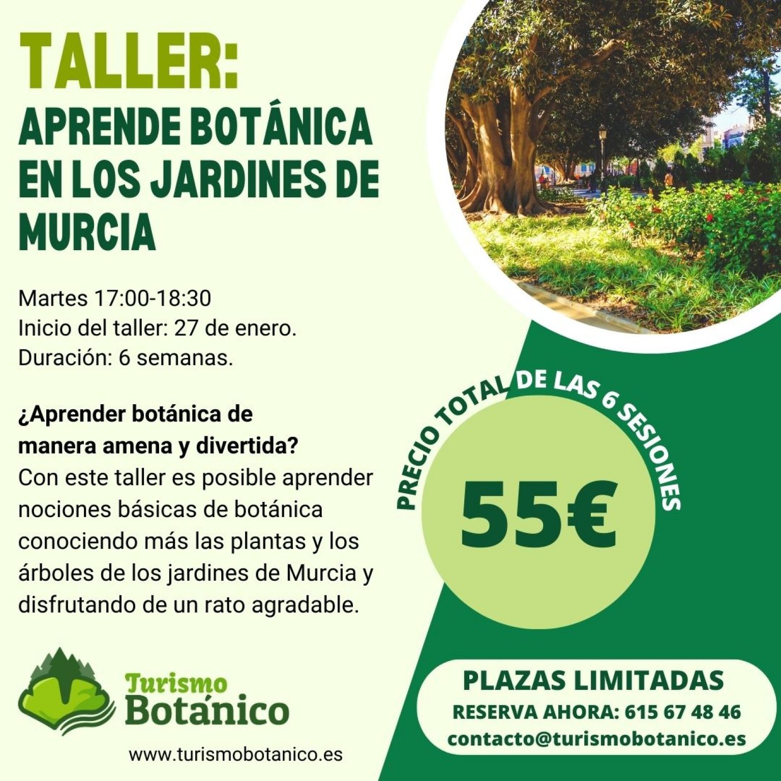 Murcia: Taller de Botánica por los Jardines de Murcia | Enero 2026